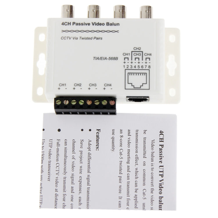 4 CH Passive UTP Video Balun / CCTV Via Twisted Pairs, UTP Video Balun 4 CH Passive UTP Video Balun / CCTV Via Twisted Pairs, UTP Video Balun
